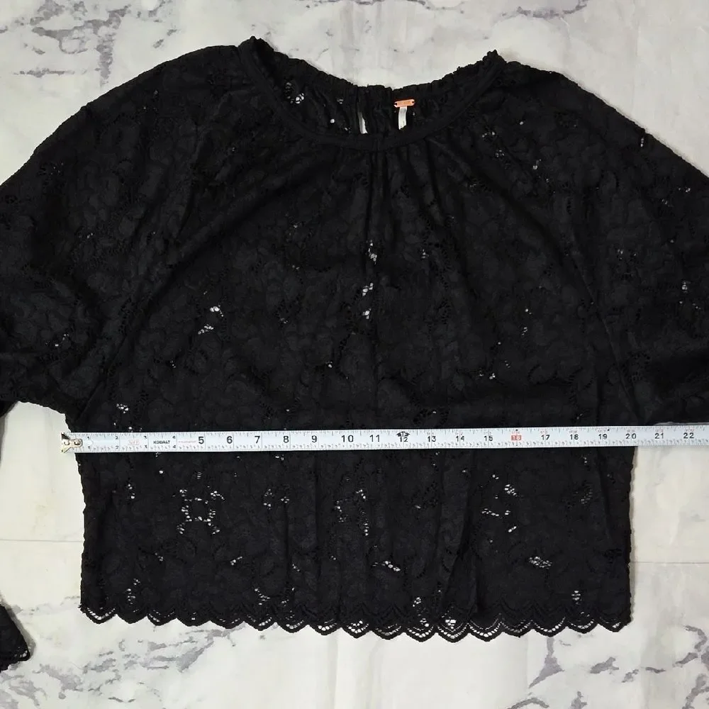 Free People Black Lace Blouse
